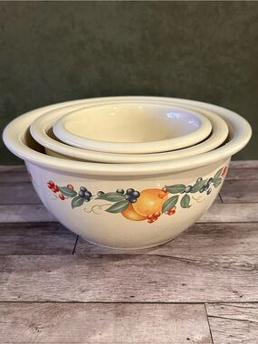 Corelle Coordinates Abundance Stoneware Nesting Mixing Bowls Set of 3 - Vintage